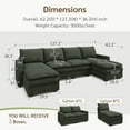 thumbnail image 3 of Marrber Cozy Corduroy Sectional Sofa Bed, 4-Seat U-Shaped Cloud Couch Deep Seat with Double Movable Chaises for Living Room, Green, 3 of 10