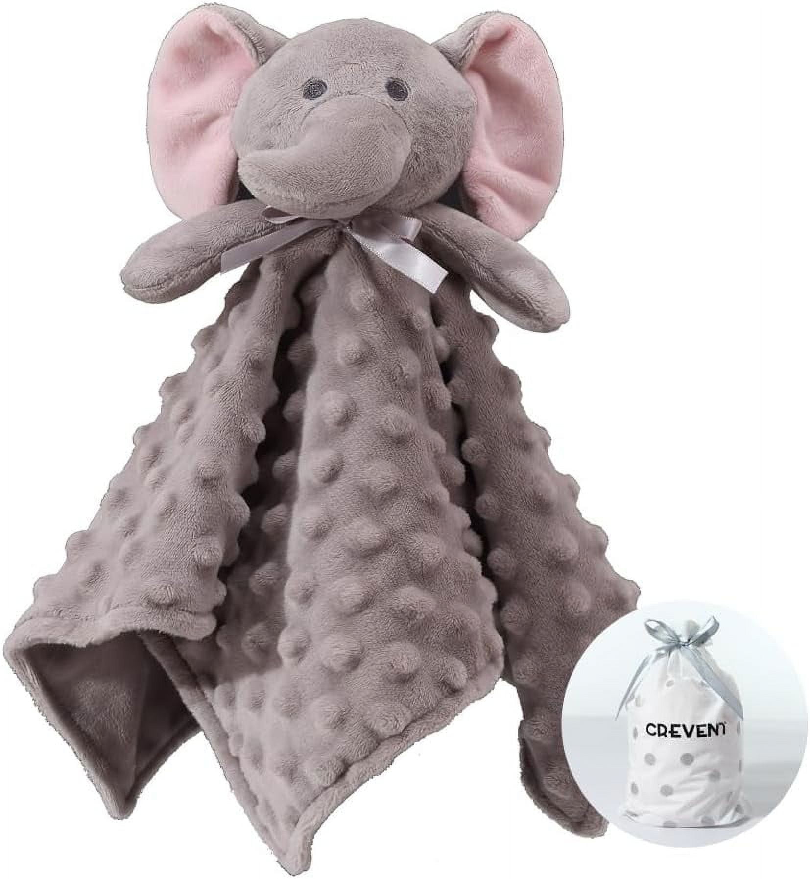 CREVENT Baby Gift Set Storage Basket with Baby Blanket,Security Blanket,Taggie,Gift Bag with Ribbon,Grey,Unisex,4Items