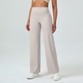 thumbnail image 2 of Duoif Women Straight Leggings Bottoms High Waist Gym Workout Leggings Casual Wide Leg Yoga Pants Womens Bottoms Beige L, 2 of 5