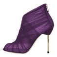 thumbnail image 2 of FSJ Women Graceful Peep Toe Mesh Ankle Boots Stiletto Heel Back Zipper Summer Bootie Fashion Night Club Party Pumps Shoes Size 7 Purple, 2 of 4