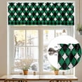 thumbnail image 7 of Vintage Rhombus Valances for Windows, 42 x 12in, Green Black White Rod Pocket Kitchen Valance Curtain Light Filtering Window Treatments for Living Room Bedroom, 1 Panel, 7 of 7