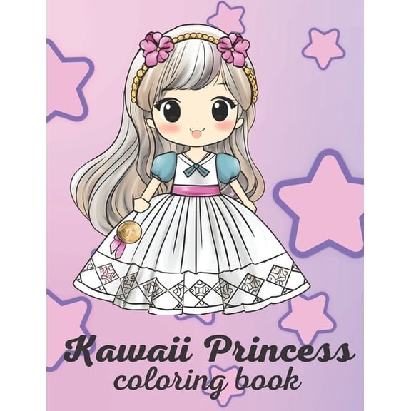 Kawaii Princess Coloring Book, (Paperback)