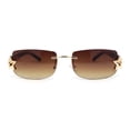 thumbnail image 2 of Womens Rhinestone Star Jewel Rimless Designer Sunglasses Gold Tortoise - Brown, 2 of 4