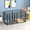 thumbnail image 4 of Metal Pet Fence Safe Prevent Slipping Snap Connection Dog Exercise Fence for Small Medium Large Dogs [Square Tube Iron Wire] Black [Snap Buckle] 6 Slices 120x60x60cm/47.2x23.6x23.6in, 4 of 4