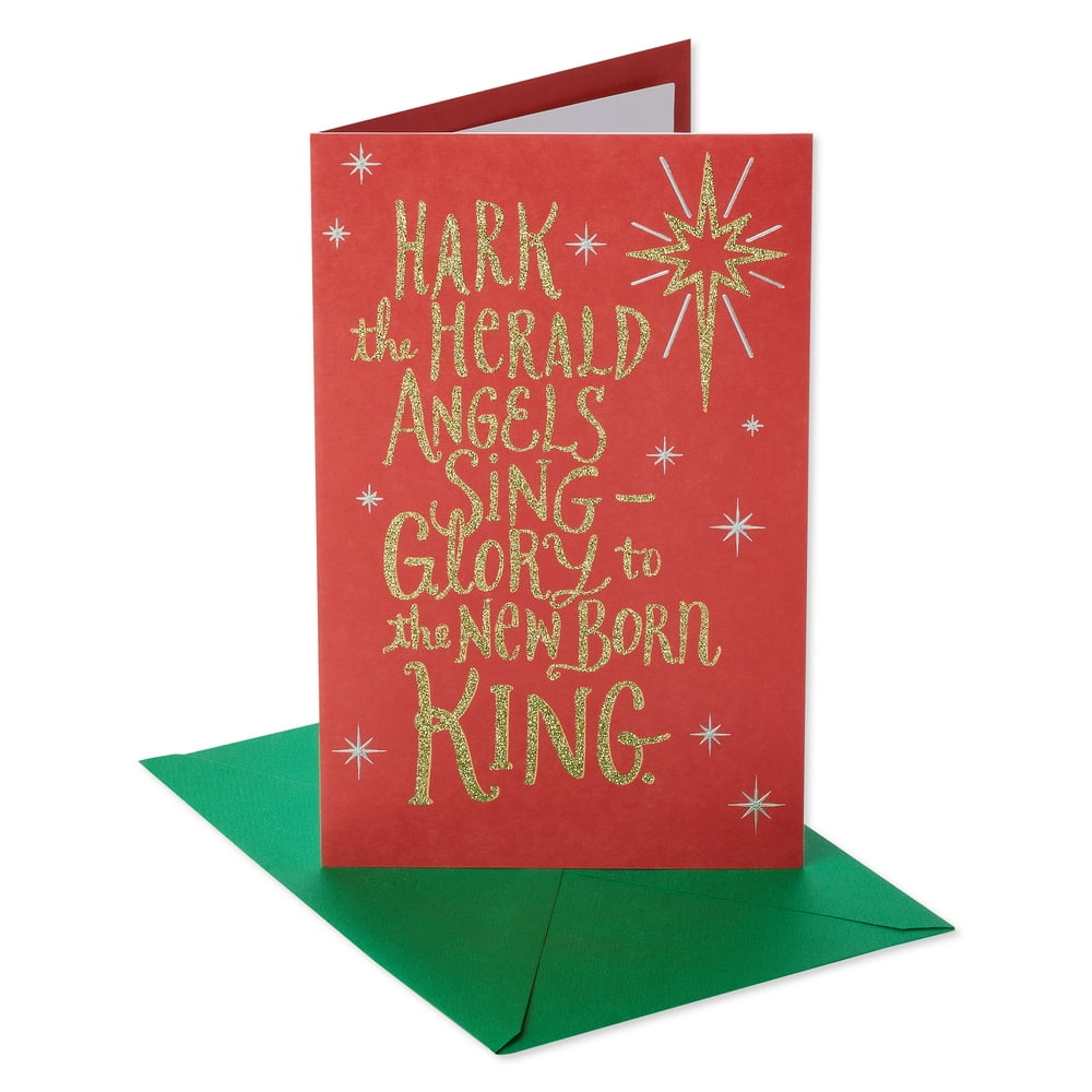 American Greetings Religious Hark Christmas Greeting Card with Glitter