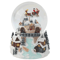 LOVE FOR YOU Musical Rotating Santa Claus with Train in Village Glitter, Christmas Music Box Snow Globe Gift, for Women Wife Mom Girlfriend Daughter Son Granddaughter, Xmas Present Play Christmas Eve