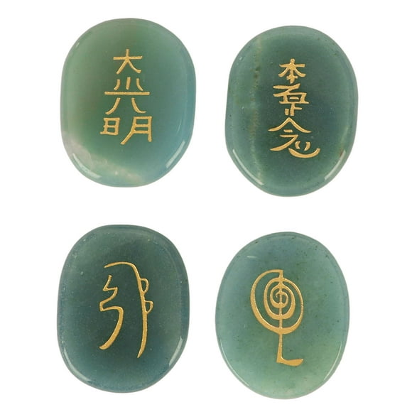Natural Stones Set,4Pcs Natural Rune Stones Natural Rune Stones Engraved Reiki Symbols Stones Striking Appearance
