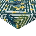 thumbnail image 4 of Ambesonne Hibiscus Fitted Sheet, Geometric Flowers Exotics, Queen Size, Mustard Teal Fern Green, 4 of 5