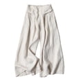 thumbnail image 3 of VBVC Women's Cotton Linen Pull-On Capri Pants , Casual Summer Wide Leg Trousers For Women , Ladies' Paper Bag Waist Pleated Pants with Pockets,Beige,S-2XL, 3 of 6