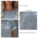 thumbnail image 5 of Camiseta de cuello redondo para mujer, moda suave, agradable a la piel, transpirable, manga corta, camisa informal para citas, trabajo, azul, XL, 5 of 6