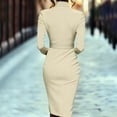 thumbnail image 5 of ClodeEU Women's Sexy Blazer Collar Bodycon Dress,Slim Pencil Skirt Dress ,Work Dresses Business Outfits Beige,Womens Plus XL, 5 of 6