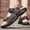 Dark Brown, variant on Men's Open Sandals With Buckle Strap, Durable Non Slip Outdoor Hiking Trekking Sandals, Comfy Beach Shoes, Spring And Summer