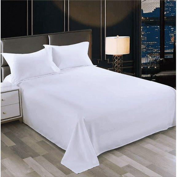 Zalmureta 100% Cotton Flat Sheet, Soft & Breathable Single Bed Sheet, Hotel Quality, Available in King Sizes, White