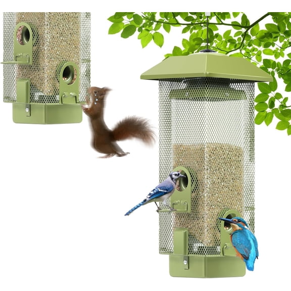 Bird Feeders for Outdoors  Proof with Weight Activated Perches, Metal Mesh Bird Feeder   Bird Feeder,2.2lbs Seed Capacity for Finch Cardinal Chickadee Sparrow...