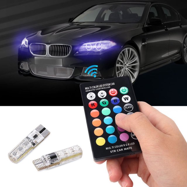 Gwong Autos 1 par T10 6 SMD 5050 DC15V Coche RGB Bombilla LED Luz de cúpula con control remoto Gwong 8120872