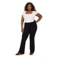 thumbnail image 3 of Forever 21 Women's Jersey Fold Over Waist Pants with Graphic Detail, Flare Leg Lounge Pants, Stretch Casual Everyday Comfort Style, Black, XXS-4X, 3 of 6