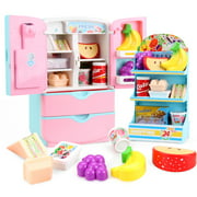 Refrigerator Play Kitchen Toys For Girls 3-6 Years Toddlers Play Food Sets Kids Kitchen Set For Girls Toy Kitchen Playset Cooking Sets Play Kitchen Accessories
