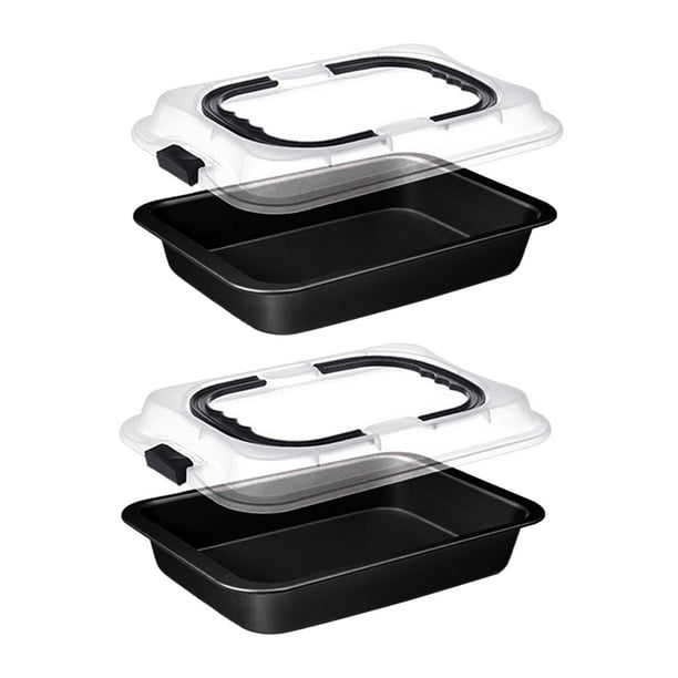 Molde para hornear de 2 piezas, aleación de aluminio, oblongo y profundo, antiadherente. negro