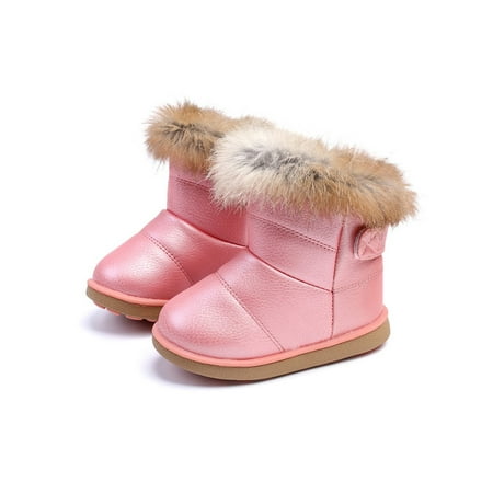 

Zodanni Girl Non Slip Ankle Booties Dress Casual Fluffy Fashion Comfortable Plush Lining Snow Boot Pink US 10C