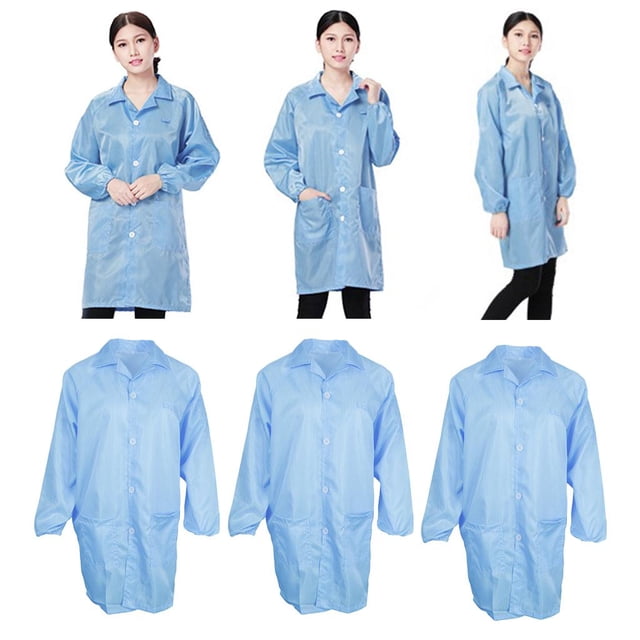Chaqueta de laboratorio premium antiestática ESD de 3 piezas, bolsillo izquierdo y bolsillos inferiores SG Cola Bata de laboratorio antiestática