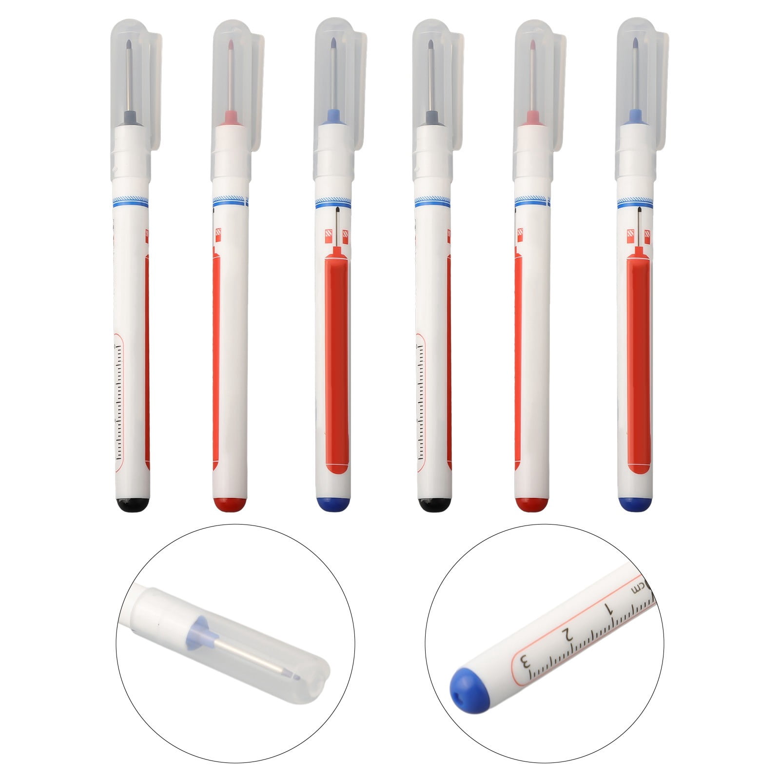 6X Multi-Purpose Long Head Markers Deep Hole Marker Pen for Bathroom Woodworking