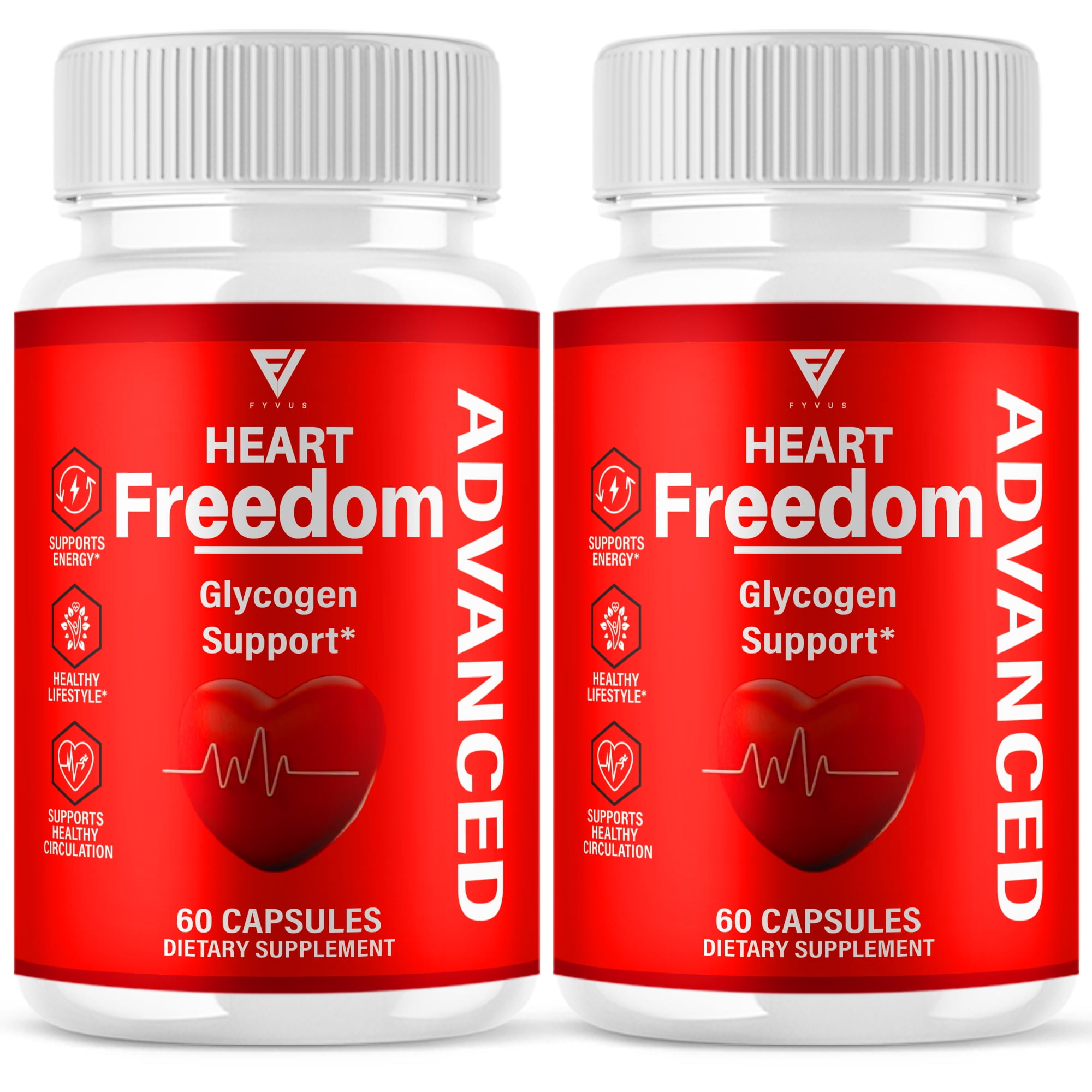 (2 Pack) Heart Freedom Pills, Heart Freedom Glycogen and Circulation Support Maximum Strength Supplement (120 Capsules)