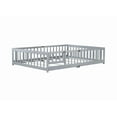 thumbnail image 6 of Bellemave Full Size Floor Beds with Door, Wood Montessori Bed with Fence Railings & Support Slats, No Box Spring Needed (Gray), 6 of 8