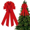 thumbnail image 2 of Large Red Polyester ice silk for Christmas Wreaths Front Door Decor, Pre-Tied Decorative Holiday Bow with Dovetail Tails for Tree Topper Gift Wrapping Xmas Indoor Outdoor, 2 of 7