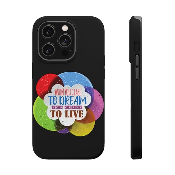 DistinctInk Tough Case for Apple iPhone 15 PRO (6.1" Screen), Compatible with MagSafe Charging - Cease To Dream Cease To Live