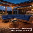 thumbnail image 6 of 7-Piece Outdoor Furniture Set Oversized Patio Conversation Set with Thick Cushions and Tempered Glass Coffee Table for Garden, Deck, Poolside, Backyard-Blue Cushions, 6 of 6