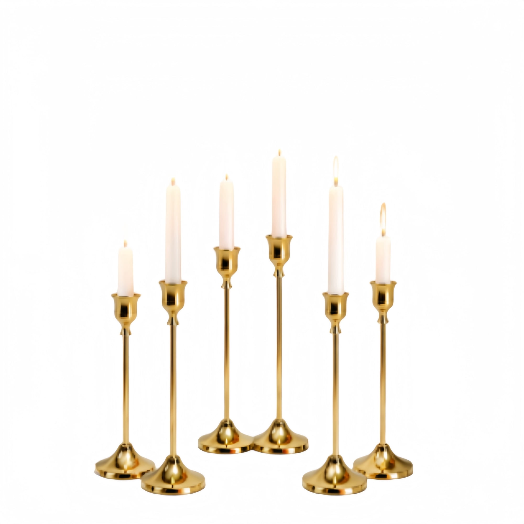 Gold Candlestick Holders Set of 6 3 Heights Taper Candle Holder