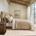 thumbnail image 3 of EVERGRACE Luxury Velvet Quilt Set King Size, Diamond Quilted Lightweight Velvet Comforter for All Season, Ultra Soft Oversized Bedspread Coverlet Bedding Set with 2 Pillow Shams, Beige Taupe, 3 of 7