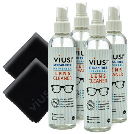 Lens Cleaner â€“ vius Premium Lens Cleaner Spray for Eyeglasses, Cameras, and Other Lenses - Gently Cleans Bacteria, Fingerprints, Dust, Oil (8oz
