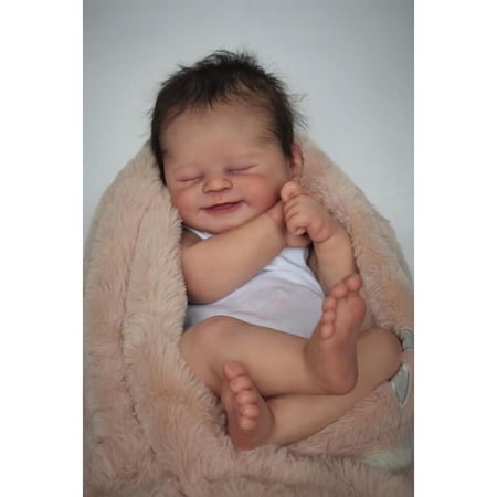 48CM 19inch Newborn Sleeping Dolls Handmade Realistic Reborn Baby Dolls Sweet Face Bebe Doll Hand-painted Doll with Visible Venis Baby Kids Toy Gift