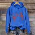 thumbnail image 2 of Wang6 Funny Graphic Hoodies for Womens Loose Fit Shrimp Pirinted Hooded Pullovers Sweatshirts Trendy Fall Long Sleeve V Neck Tops Blue S, 2 of 4