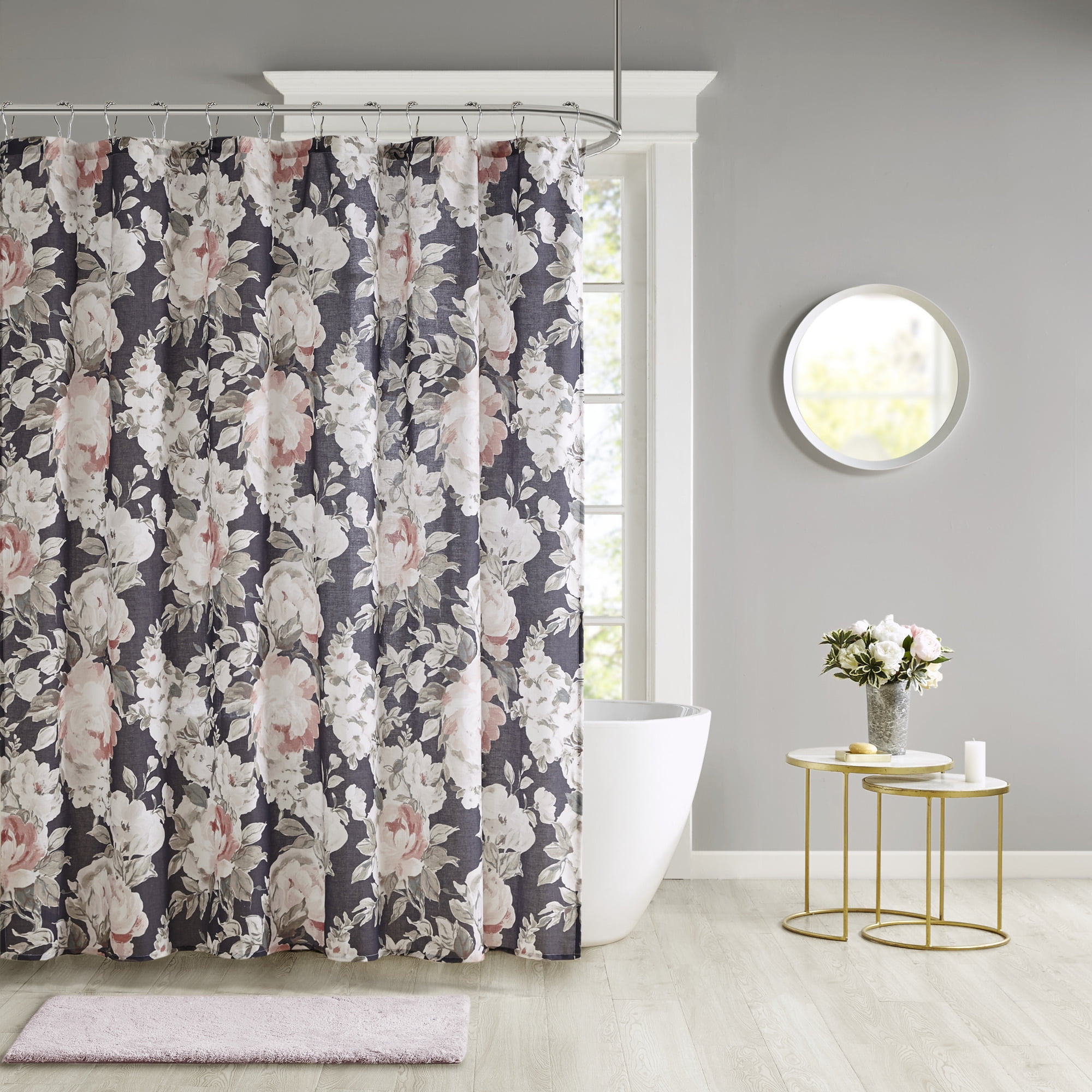 Home Essence Sorrel Floral Print Cotton Shower Curtain