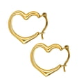 thumbnail image 2 of Jewelstop 14K Real Yellow Gold Heart Hoop Tubular Earrings, 2 of 5
