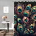 thumbnail image 2 of GOSMITH Durable and Washable Waterproof Abstract Peacock Animal Feather Shower Curtain White, 2 of 7