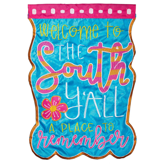 Magnolia Gardens M011334 13 x 18 in. Double Applique Welcome to the South Polyester Garden Flag
