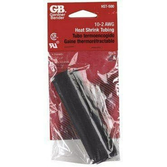 GB Electrical Heat Shrink Tubing HST-500 - Polyolefin, Black - 3 Count, 1/2 In x 4 In
