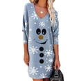 thumbnail image 1 of Skksst Womens Long Sleeve V Neck Christmas Casual Loose T Shirt Dress, 1 of 2