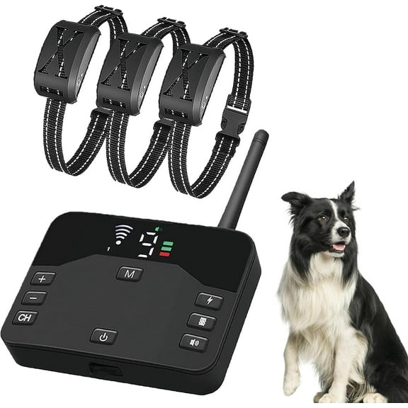 Wireless Dog Fence Dog Training Collar 2 in 1, Electric Pets Boundary Containment System, Adjustable Range Control, Waterproof Receiver, Vibration & Shock, Suitable for All Stubborn Dogs,for3dogs
