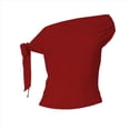 thumbnail image 3 of Tops Cortos con Hombros Descubiertos y Doble Forro para Mujer 2025, Tops Asimétricos Sin Mangas Y2K para Salir Rojo L, 3 of 6