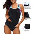 thumbnail image 4 of Womens Blouson Striped Printed Strappy T-Back Push up Tankini Top with Shorts, 4 of 6