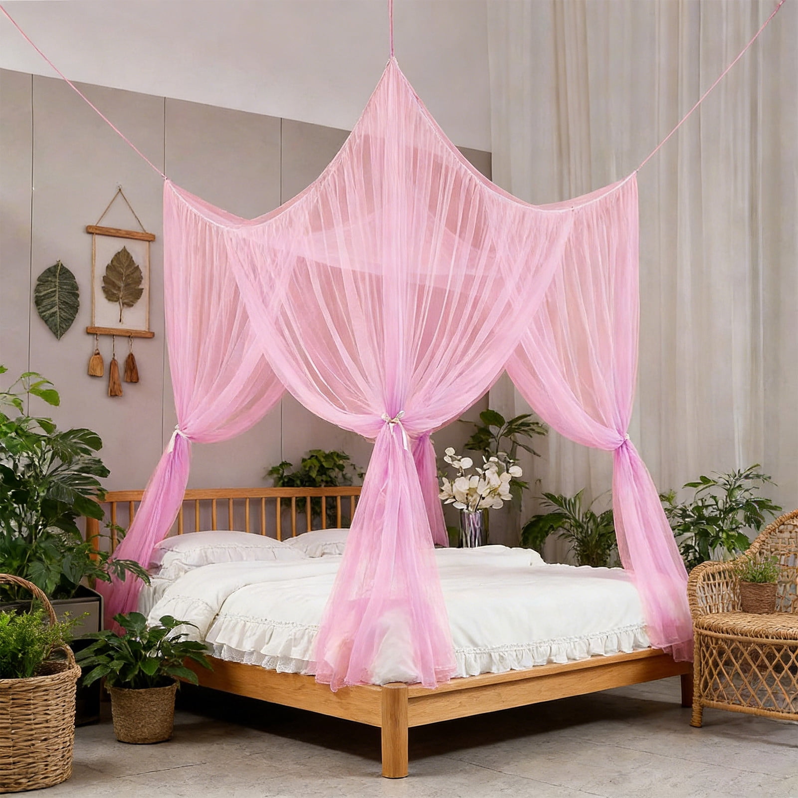 Four-Sided Mosquito Net,Indoor Outdoor Bed Net,Mesh Bed Cover,Twin Size Mosquito Net,Breathable Sleep Net,Home Protection,Easy Install Mosquito Curtain,Bed Canopy Net,Anti-Insect Net