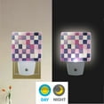thumbnail image 2 of Yayeee LED Night Light for The Home Plug in With Light Sensors 2 Pack, Pink and Purple Plaid Pattern, 2 of 6