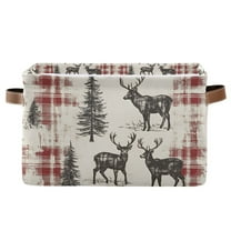 Yayeee Canvas Storage Basket with Handles for Shelves Fabric Bins Closet Organizer, Beige Deer