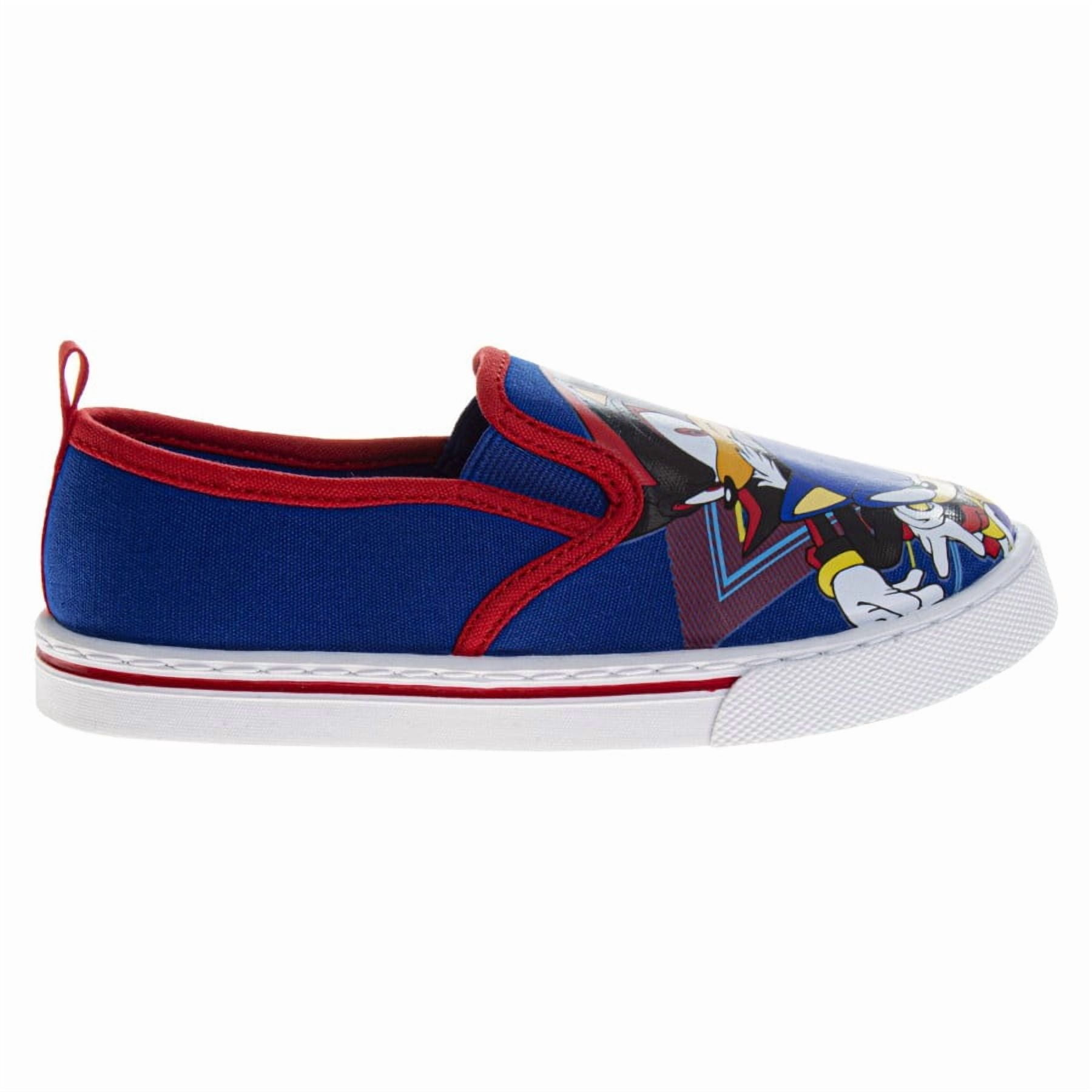 Sonic the Hedgehog Boys Slip-On Canvas Sneakers Featuring Sonic and Friends (Big Kid), Blue, Size: 1