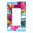 thumbnail image 5 of Metal Light Switch Plate Cover Hibiscus Flower Wreath Teal Stripes FLW033, 5 of 13