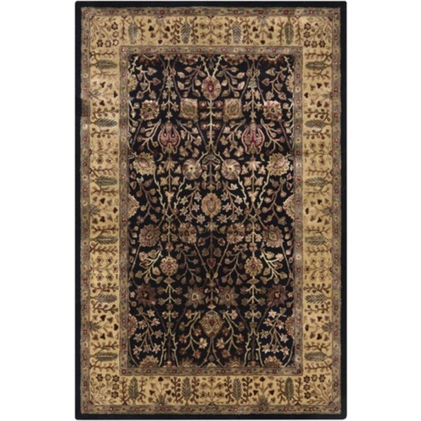 8.5' x 11.5' Antique Botany Jet Black and Gold Hand Tufted Area Throw